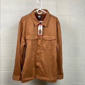 NWT Frye Men's Brown Faux Suede Western Shirt Jacket XLARGE Toffee Pockets Snaps